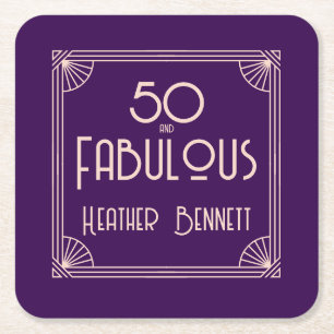 Moderne Art Deco 50 en Fantastische Verjaardag Kartonnen Onderzetters
