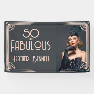 Moderne Art Deco 50 en Fantastische Verjaardag Spandoek