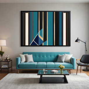 Moderne Art Deco Abstracte Verticale Lijnen Canvas Afdruk