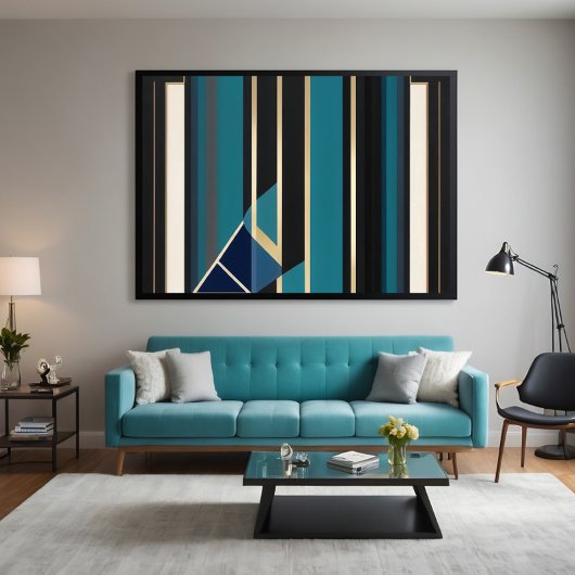 Moderne Art Deco Abstracte Verticale Lijnen Canvas Afdruk