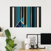 Moderne Art Deco Abstracte Verticale Lijnen Poster (Thuiskantoor)