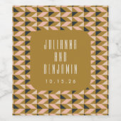 Moderne Art Deco Black Blush Gold Wedding Custom Wijn Etiket (Enkel label)