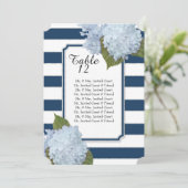 Moderne Art Deco Blauwe Hortensia Tafelstoelenlijs Kaart (Staand voorkant)