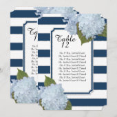 Moderne Art Deco Blauwe Hortensia Tafelstoelenlijs Kaart (Voorkant / Achterkant)