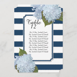 Moderne Art Deco Blauwe Hortensia Tafelstoelenlijs Kaart