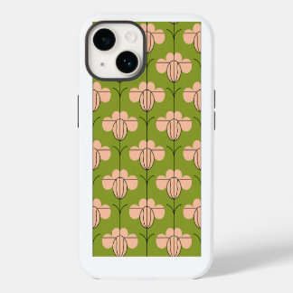 Moderne Art Deco Bloemmotief - Roze Bloemblaadjes iPhone 14 Hoesje