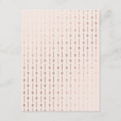 Moderne Art Deco Blush Roos Gouden Bruiloft Detail Informatiekaartje (Achterkant)