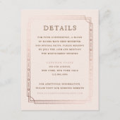 Moderne Art Deco Blush Roos Gouden Bruiloft Detail Informatiekaartje (Voorkant)