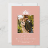 Moderne Art Deco Blush Roze Pauw Foto Huwelijk Save The Date (Achterkant)