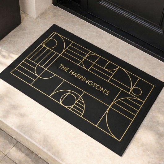 Moderne Art Deco familienaam deurmat