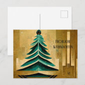 Moderne Art Deco Fröhliche Weihnachten Karte Briefkaart (Voorkant / Achterkant)