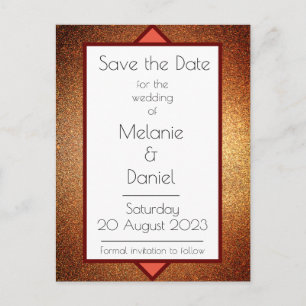 Moderne Art Deco Gatsby Glitter Simple Save the Da Briefkaart