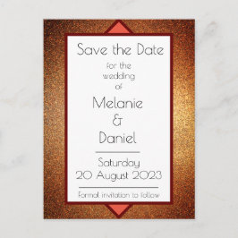 Moderne Art Deco Gatsby Glitter Simple Save the Da Briefkaart