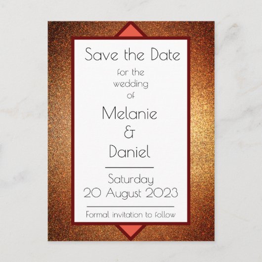 Moderne Art Deco Gatsby Glitter Simple Save the Da Briefkaart (Voorkant)