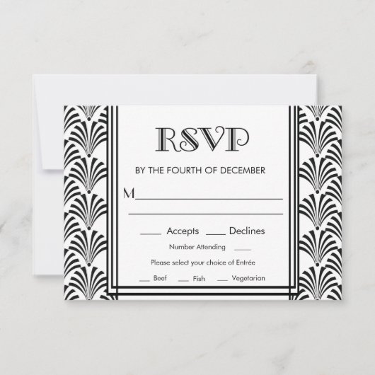 Moderne Art Deco Gatsby RSVP (Voorkant)