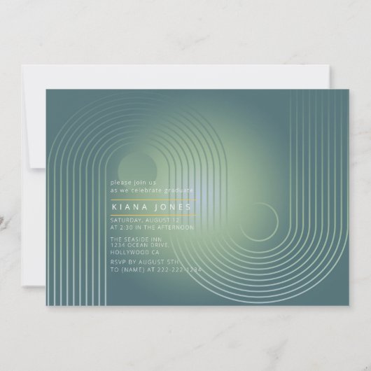 Moderne Art Deco Geometric Afstuderen Green ID906 (Achterkant)