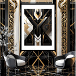 Moderne Art Deco Geometrisch goud zwart wit Poster<br><div class="desc">Moderne Art Deco Geometrisch goud zwart wit</div>