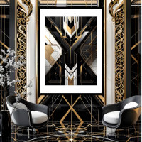 Moderne Art Deco Geometrisch goud zwart wit