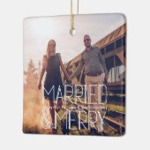 Moderne Art Deco Getrouwd & Vrolijke Passen getrou Keramisch Ornament (Links)