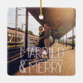 Moderne Art Deco Getrouwd & Vrolijke Passen getrou Keramisch Ornament (Achterkant)