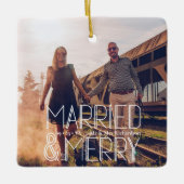 Moderne Art Deco Getrouwd & Vrolijke Passen getrou Keramisch Ornament (Voorkant)