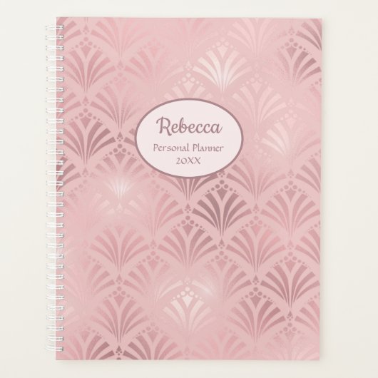 Moderne Art Deco Glam Roze Persoonlijke Naam Plann Planner (Voorkant)