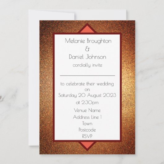 Moderne Art Deco Glitter Simple Wedding Invitation (Voorkant)