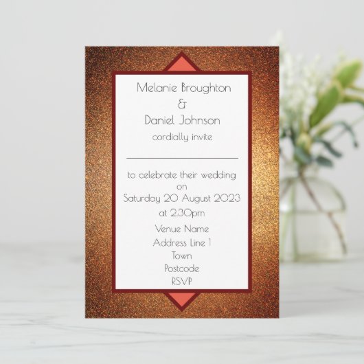 Moderne Art Deco Glitter Simple Wedding Invitation (Staand voorkant)