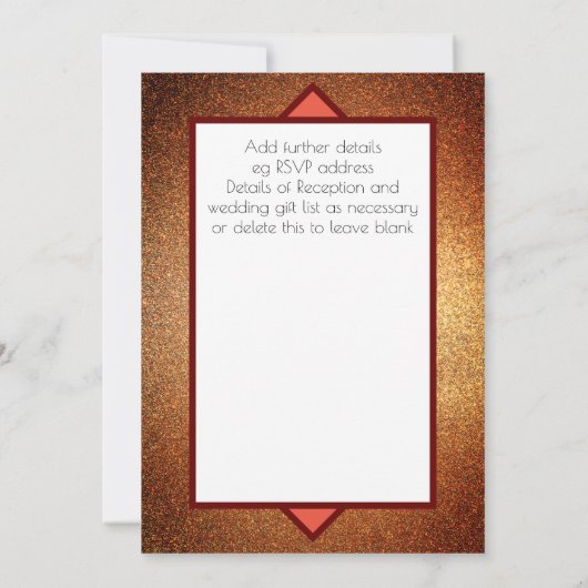 Moderne Art Deco Glitter Simple Wedding Invitation (Achterkant)
