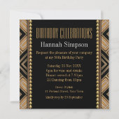 Moderne Art Deco Gold 50e verjaardag uitnodiging (Achterkant)