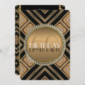 Moderne Art Deco Gold 60e verjaardag uitnodiging (Voorkant / Achterkant)