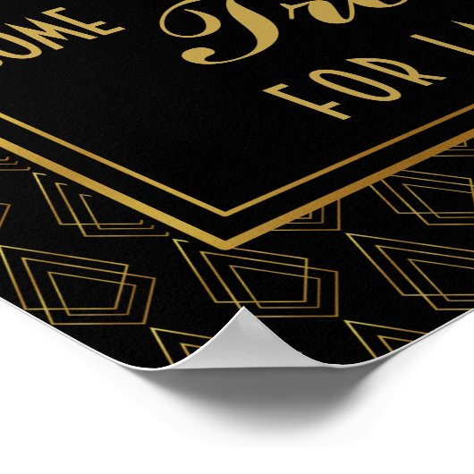 Moderne art deco GOLD & BLACK snoep bar, zoete bal Poster (Hoek)