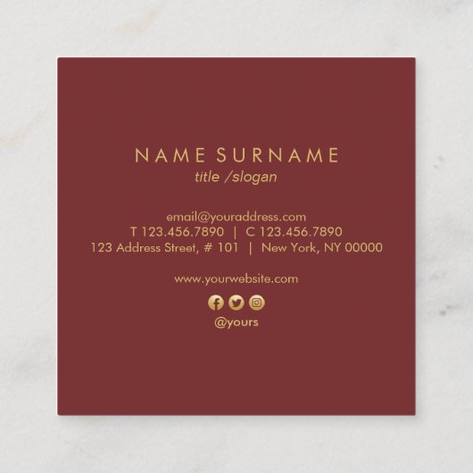 Moderne  Art Deco Gold Square Visitekaartje (Achterkant)