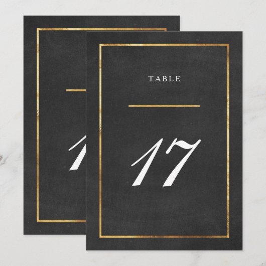Moderne Art Deco Goud & Zwarte Tafel Nr. Kaart (Voorkant / Achterkant)