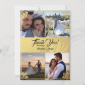 Moderne Art Deco Gouden Zwaan 4 Foto Bruiloft Bedankkaart (Voorkant)