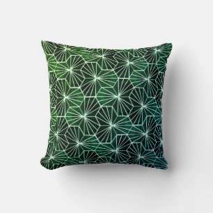 Moderne Art Deco Groen Wit Geometrisch Patroon Kussen