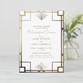 Moderne Art Deco lijst witte repetitie uitnodiging (Staand voorkant)