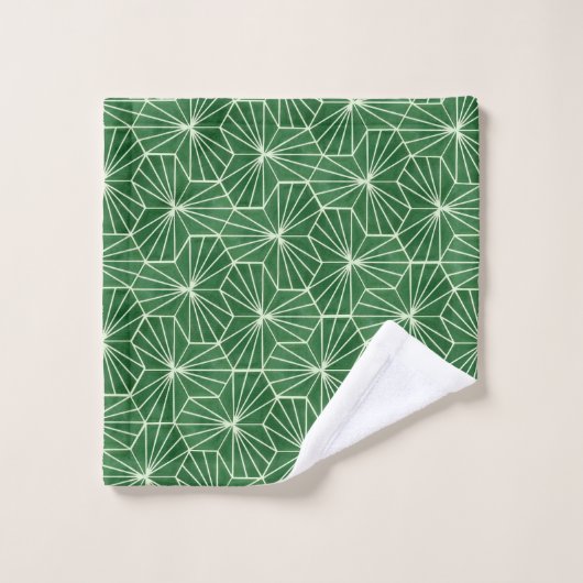 Moderne Art Deco Lime Groen geometrisch patroon Bad Handdoek (Wasdoekje)