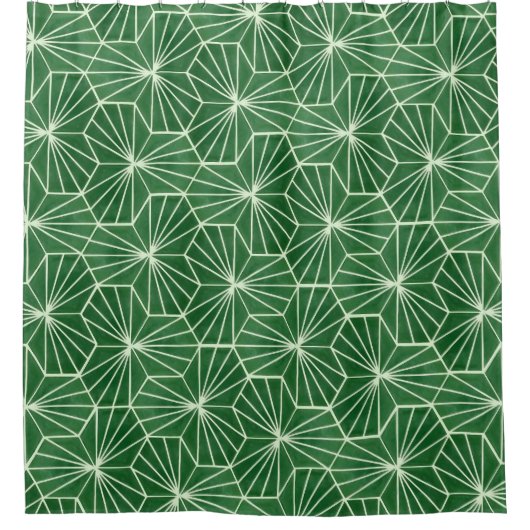 Moderne Art Deco Lime Groen geometrisch patroon Douchegordijn (Voorkant)