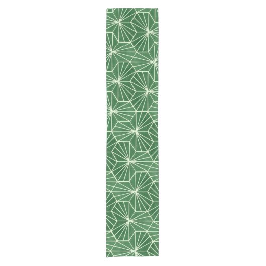 Moderne Art Deco Lime Groen geometrisch patroon Korte Tafelloper (Voorkant)