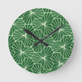 Moderne Art Deco Lime Groen geometrisch patroon Ronde Klok