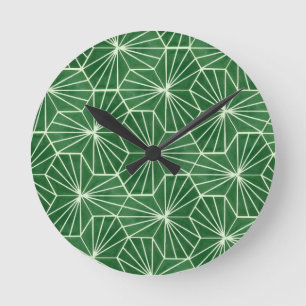 Moderne Art Deco Lime Groen geometrisch patroon Ronde Klok