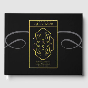 Moderne Art Deco Monogram Huwelijk Gastenboek