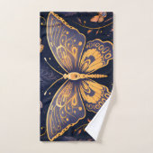 Moderne Art Deco Paarse Blauwe Gouden Vlinder Bad Handdoek (Handdoek)