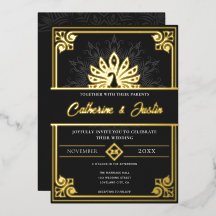 Moderne Art Deco Pauw Huwelijk Goud