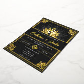 Moderne Art Deco Peacock Bruiloft Goud Folie Uitnodiging (Gedraaid)