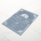 Moderne Art Deco Peacock Bruiloft Zilver Folie Uitnodiging (Gedraaid)