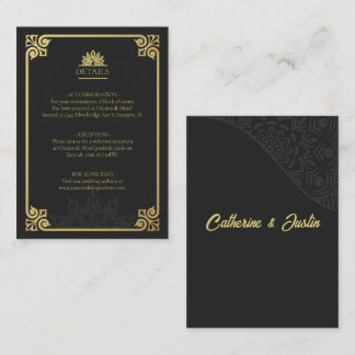 Moderne Art Deco Peacock Goud en Zwart Details Informatiekaartje