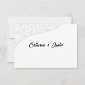 Moderne Art Deco Peacock Zwart-wit bruiloft RSVP Kaartje (Achterkant)