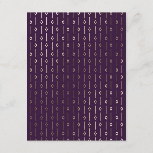 Moderne Art Deco Plum Gold Foil Wedding Details Informatiekaartje (Achterkant)
